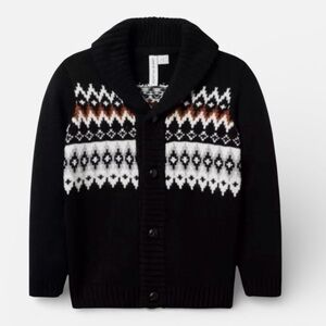NWT Janie and Jack Black Cardigan with Geometric Pattern
